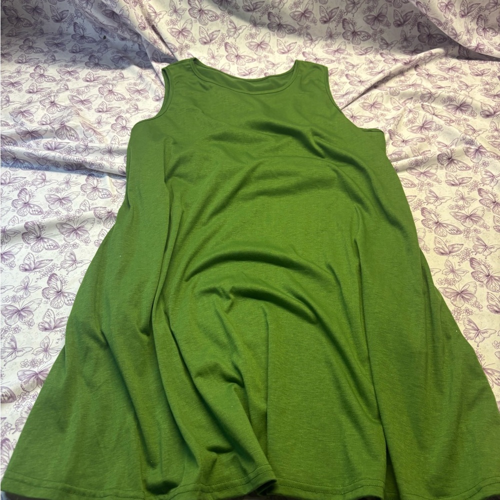 🍄Sleeveless Swing Dress in Olive Green - Picture 1 of 1